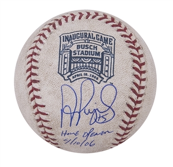2006 Albert Pujols Game Used, Signed & Inscribed Inscribed OML Selig Baseball From Busch Stadium Inaugural Game (MEARS & Beckett)